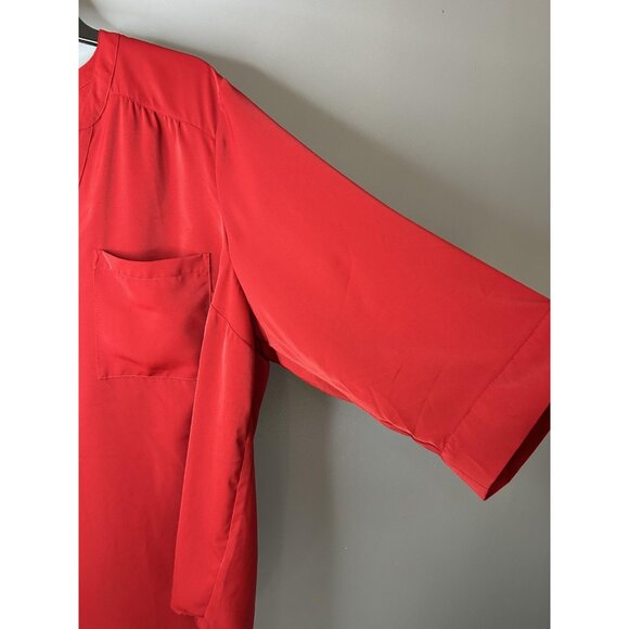 Torrid Harper Blouse Womens 3X Red Split Neck Roll Tab Sleeve High Low Hem - Picture 3 of 14